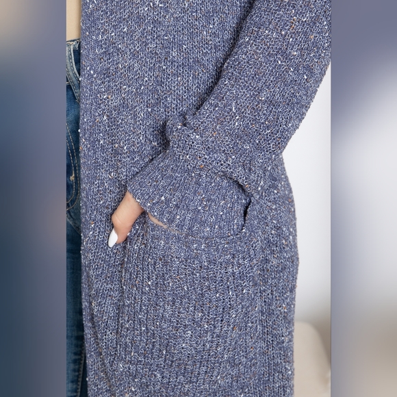 Denim Blue Open Knit Cardigan - Picture 6 of 9
